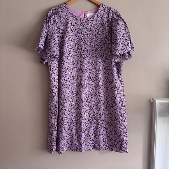 Tuckernuck Hyacinth House Lilac Floral Viola Mini Dress Ruffle Sleeve Size XXL - Picture 2 of 6